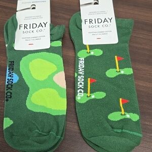 Friday Sock Co. Size 7-12 Golf Themed Egyptian Cotton Ankle Socks